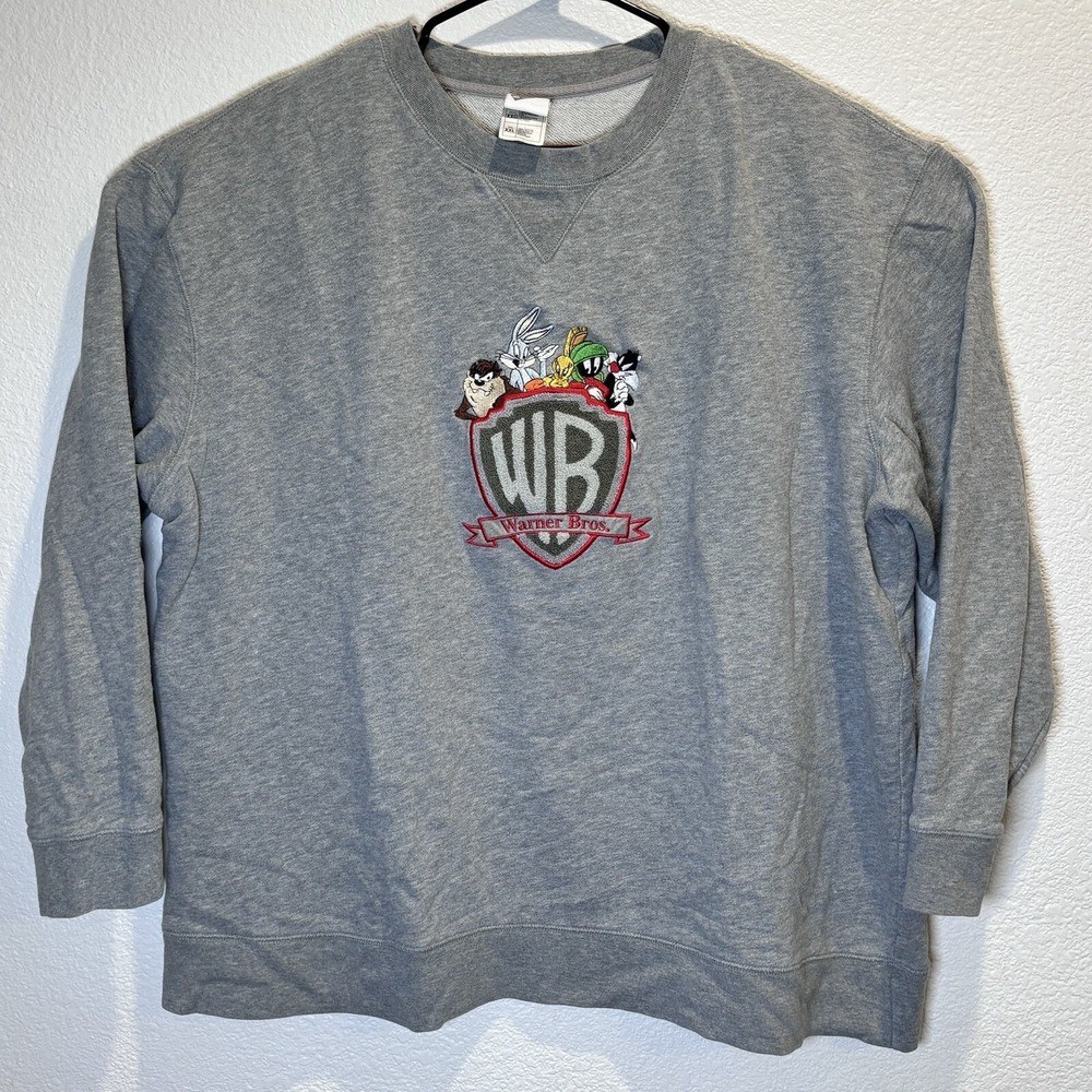 Warner Bros. Gray Crewneck Sweatshirt with Looney Tunes Crest